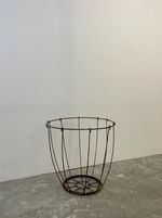 Vintage Circa 1970s Mid-Century Rustic Iron Wire Frame Carboy Cage Log Basket