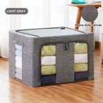 3/4pcs 66L Folding Storage Box Thick Fabric Steel Frame Wardrobe Organizer Large