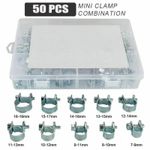 50Pcs Mini Hose Clip Stainless Clamp Fuel Line Petrol Pipe Clamps Clips 9-18mm