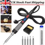 90W Soldering Iron Kit Electronics Welding Irons Solder Tools Adjustable Wire UK