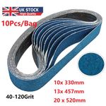 10PCS File Sanding Belts Zirconium 40/60/80/120# Abrasive Belt 10mm 13mm 20mm