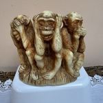 Vintage Three Wise monkeys Don’t hear, speak or see Retro desk ornament H11cm
