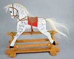 ORNAMENTAL DECORATIVE VINTAGE WOODEN CARVED ROCKING HORSE 17cm (164)