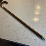 ANTIQUE OAK WALKING STICK / CANE WITH STERLING SILVER MOUNT, EARLY 1900’S.