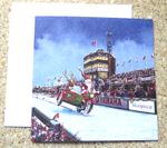 PACK OF 10 ISLE OF MAN TT CHRISTMAS CARDS FEATURING SANTA AT GRANDSTAND - FoTTRA