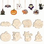 32PCS Wooden Halloween for Crafts 8 Styles 32 Pieces Halloween, Multicolor