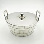ANTIQUE NOVELTY LIDDED BUCKET BUTTER DISH SILVER PLATE WILLIAM HUTTON & SONS