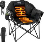 H&ZT Oversized Heated Camping Chair Patio Lounge Chairs With 3 Heat Levels 227kg