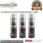 3 X PROMATIC PLASTIC PRIMER AEROSOL PP500 500ML - TRADE SPRAY ABS bumper