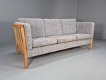 Vintage Danish Three Seat Sofa Grey Fabric Stouby Style Beech Ends  EB9099 M3SS