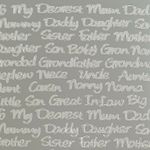 FAMILY CRAFT STICKERS Peel Off Outline Card Making Mum Dad Brother Sister Silver