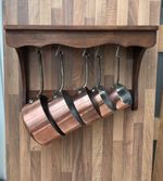 Vintage French Copper Pans With Vintage French Wood Display Shelf Kitchen Decor