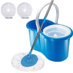 360° FLOOR MAGIC SPIN MOP BUCKET SET MICROFIBER ROTATING DRY 2 HEADS