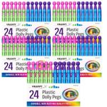 120 Plastic Dolly Pegs | Strong Durable Multicoloured Clothes Pegs | Laundry