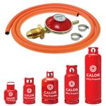 GAS BOTTLE PRESSURE REGULATOR 2m ORANGE HOSE SCREW IN CALOR LPG PROPANE CYLINDER