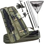 NGT Travel Fishing Rod And Reel INTREPID 9FT Set With Bag And Fishing Net