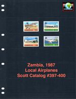 $11.25 Scott Value - 1987 ZAMBIA Airplanes African Aviation Planes CV MNH NH UMM