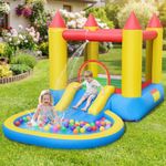 Inflatable Bounce House Kids Water Slide and Bouncy Area with Splash Pool