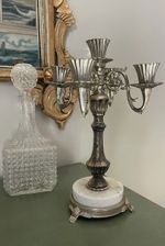 Vintage 5-Candle Holder Candelabra with Marble Base Made In Italy