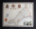 12.30" x 9.50"  REPRODUCTION OF AN  1830  THOMAS MOULE  COUNTY MAP   CORNWALL