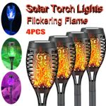 4X Flame Effect Solar Outdoor Lights Stake Garden Path Flickering LED Torch Lamp