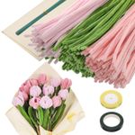 320Pcs Pipe Cleaners for Craft, Pipe Cleaner Flower Kit with Flower Stems Floris