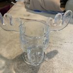 UNIQUE GLASS MOOSE CUP W/ ANTLERS-3.75” TALL-ANTLERS 8” WIDE-WARNER BROS.