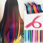 5x Clip In Long Hair Extensions Highlight Streaks Multi Colour Rainbow Festival