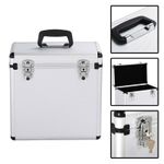 12" LP Vinyl Record Storage DJ Collection Box Flight Stackable Case Silver New