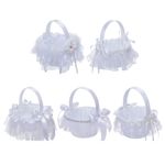 Wedding Baskets Flower Girl Baskets with Bowknot Romantic Petals Storage Basket