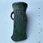 Bronze Socketed Axe Head with Loop, Green Patina Tool Head