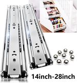 14-28" Telescopic Rails Ball Bearing Drawer Heavy Duty Runner Draw Cabinet Slide