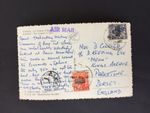 EGYPT 1953 2m + 20m 3 BAR OVERPRINTS ON POSTCARD TO PARKSTONE DORSET GB