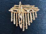 Vintage 22ct Gold Plated Modernist Brutalist Brooch Cross BN Made In England