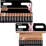 Duracell AA AAA Batteries Simply Alkaline Long Lasting LR03, LR6 Far Expiry