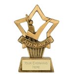 Mini Star Plus Attendance Award Trophy 10cm Resin FREE engraving and Certificate