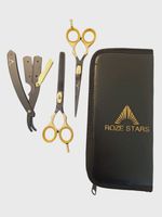 3 Piece Set Professional Salon Hairdressing Scissors Cutting Thinning Black/Gold