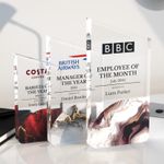 Personalised Glass-Effect Acrylic Trophy | Custom Office & Sports Award Plaque