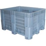NEW Strong Plastic VENTED Pallet Box Boxes 1200x1000x750mm Static or Mobile Lid
