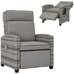 Outsunny Rattan Garden Recliner Sun Lounger w/ Flip Table, Mixed Grey/Grey