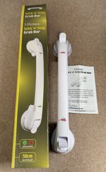 Lifemax Stick 'n' Stay Suction Cup Grab Bar 50cm Portable Non-Slip White