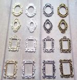 1:48 Dolls House Miniature Set: 16 Micro Frames Mirror Picture Photo Avg.10x13mm