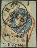 Austria until 1867 33a BRFPC, 1865, 10 KR. Blue, Veneto-K1 ROVIGO