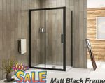 Black Frame Sliding Shower Enclosure Door Cubicle SidePanel&Tray&Waste NANOGlass