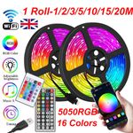 LED Strip Lights 1M-20M Bluetooth 5050 RGB Colour Changing Tape Cabinet Lighting
