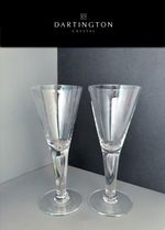 2x Dartington Crystal Sharon Wine Glass 19.5 cm Tall,  6.5cm D Great Condition