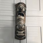 Tiki Mask Hawaiian Island Wall Hanging Decor Tribal Wooden Mask 49cm Real Wood