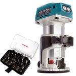 Makita DRT50Z 18V Li-ion Brushless Router Trimmer with 1/4" 12 Piece Cutter Set