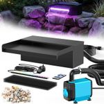 POPOSOAP 8" Pond Waterfall Filter Kit 7-Colour LED Light for Garden Feature