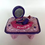 Vintage 2004 Claire's Y2K Trinket Box Beauty Makeup Footed Ottoman Pink Purple